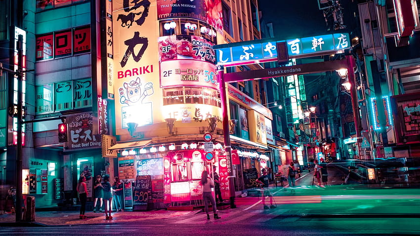 ญี่ปุ่น โตเกียว กลางคืน ในเมือง แสงไฟ นีออน ถนน • สำหรับคุณ ความงามนีออนญี่ปุ่น วอลล์เปเปอร์ HD