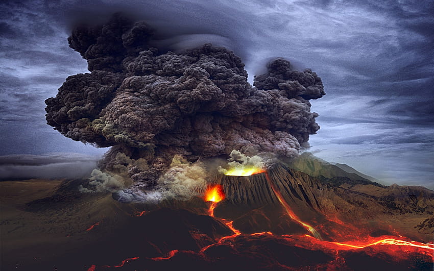 3840x2400 erupção, vulcão, nuvens, ultra papel de parede HD