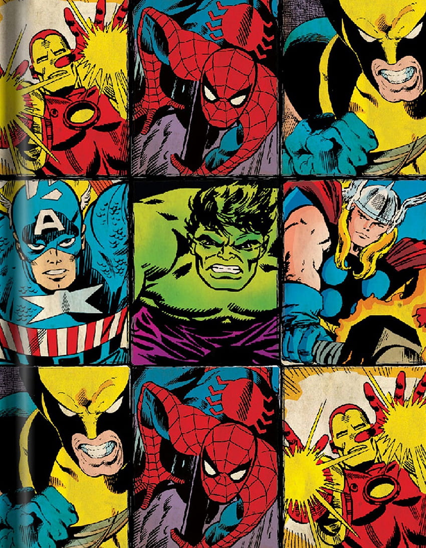 Marvel Vintage, komiksy Marvela w stylu retro Tapeta na telefon HD