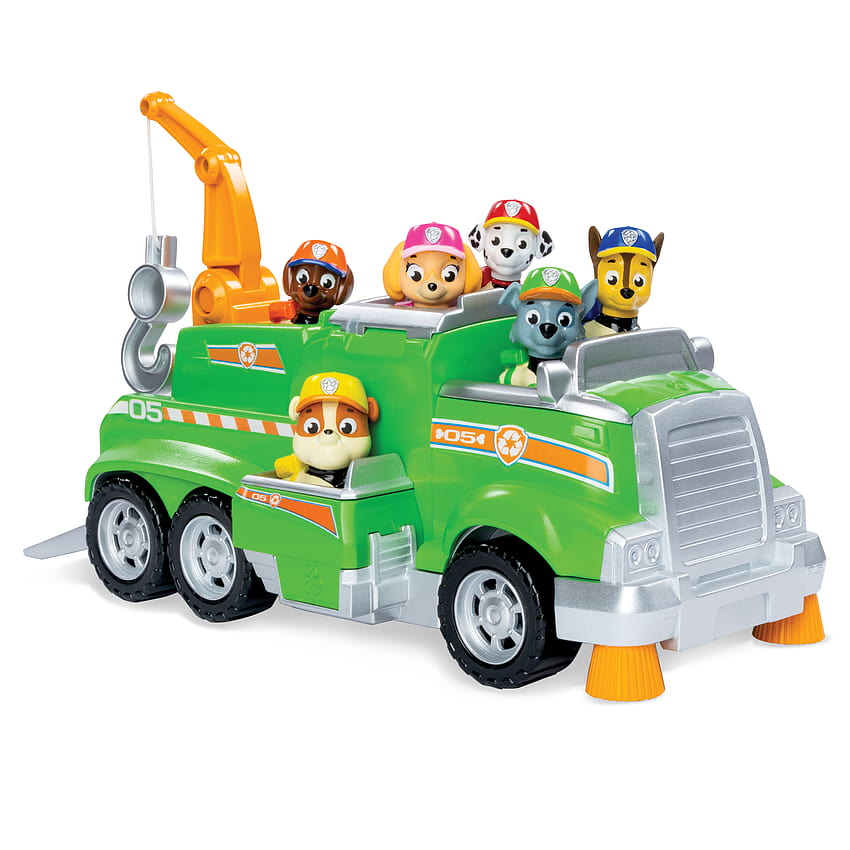 PAW Patrol, Rocky's Total Team Rescue Recycling Truck with 6 Pups, for Kids Aged 3 and Up HD phone wallpaper