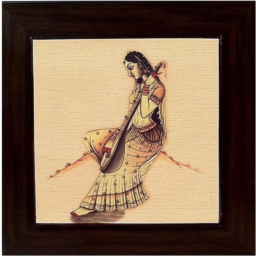 Athah Frameless Poster authentic of lady playiing Sitar HD phone wallpaper