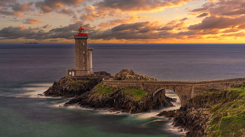 877175 , Bretagne, Leuchtturm Petit Minou, Frankreich, Küste, Leuchttürme, Brücken, Felsen, Leuchtturm Frankreich HD-Hintergrundbild