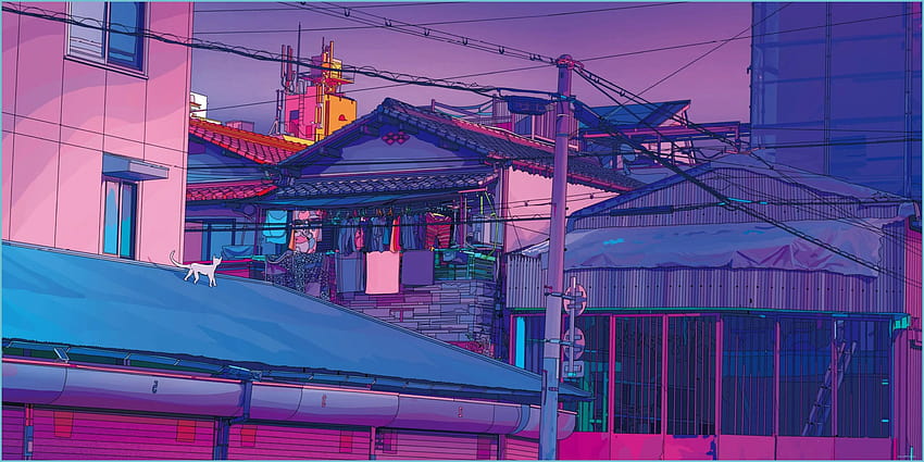 Tokyo Japan Aesthetic สุนทรียะโตเกียวสีม่วง วอลล์เปเปอร์ HD