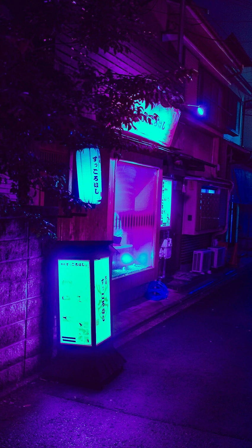 lila blaue neonlichter japan straßenästhetik tumblr, lila ästhetisches japan HD-Handy-Hintergrundbild