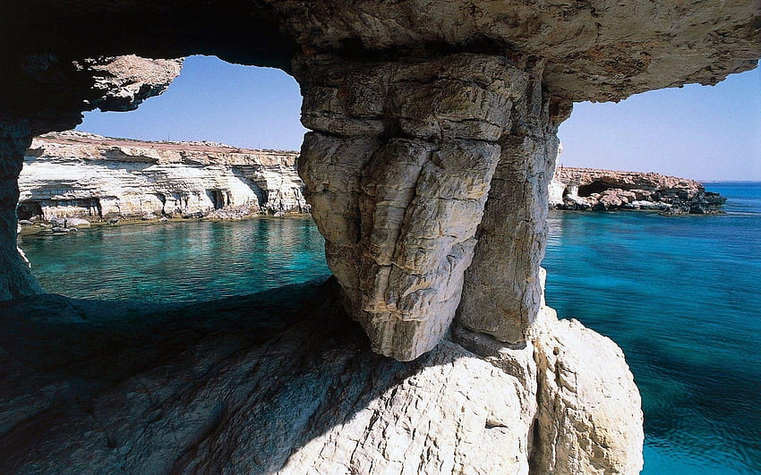 동굴, 바위, 바다, 절벽, 키프로스, 해변, 섬, 자연 HD 월페이퍼