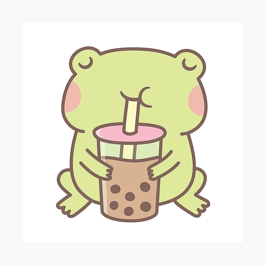 Cute Frog Drinking Boba Bubble Tea, boba frog HD phone wallpaper