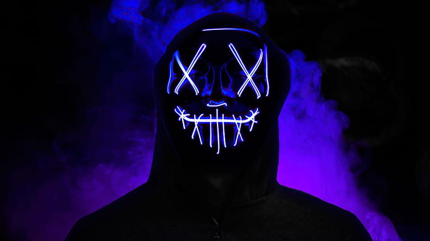 Boy Neon Mask Glowing, Artist, Backgrounds e Sfondo HD