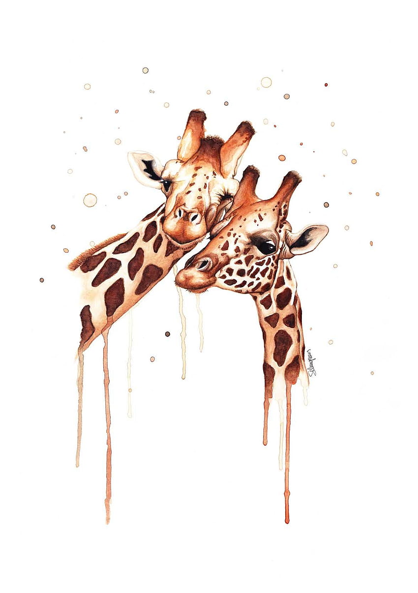 illustration Jirafes, il·lustració a acuarel·la. Ilustración Jirafas. Autor Si…, kawaii giraffe HD phone wallpaper