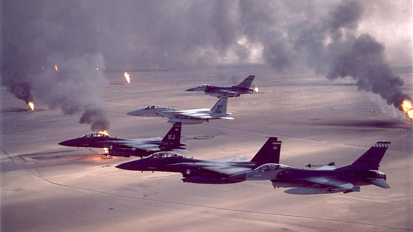 2856103 / military military aircraft jet fighter operation desert storm kuwait gulf war us air force f 15 strike eagle general dynamics f 16 fighting falcon HD wallpaper