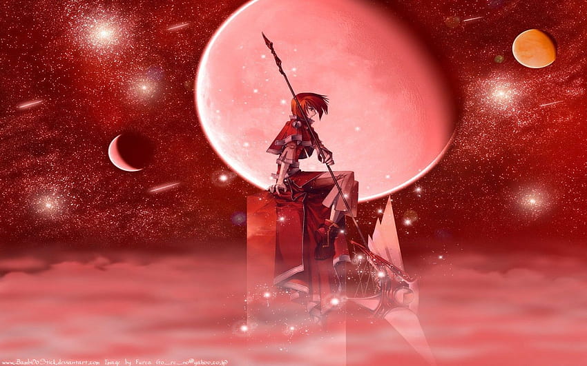 Wallpaper a world full of red, moon, anime desktop wallpaper, hd