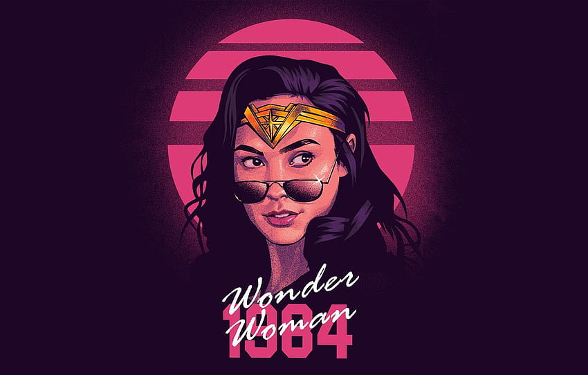 ragazza, , film, ritratto, arte, occhiali, Wonder Woman, fumetto, Gal Gadot, fumetti DC, Gal Gadot, Wonder Woman 1984, Wonder Woman: 1984 , sezione минимализм, poster di Wonder Woman Sfondo HD