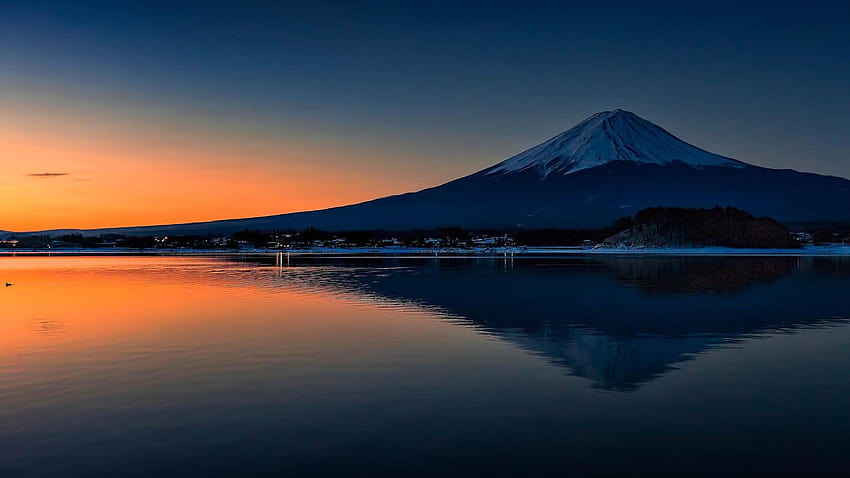 : panoramic of Mount Fuji, Japan, mount fuji reflection HD wallpaper