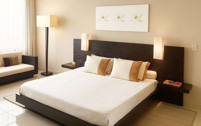 White Luxury Bedroom, luxury beds HD wallpaper