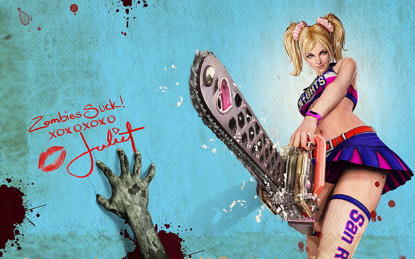 Download wallpaper chainsaw, Lollipop Chainsaw, Juliet Starling, Nick,  Grasshopper Manufacture, section games in resolution 1024x600