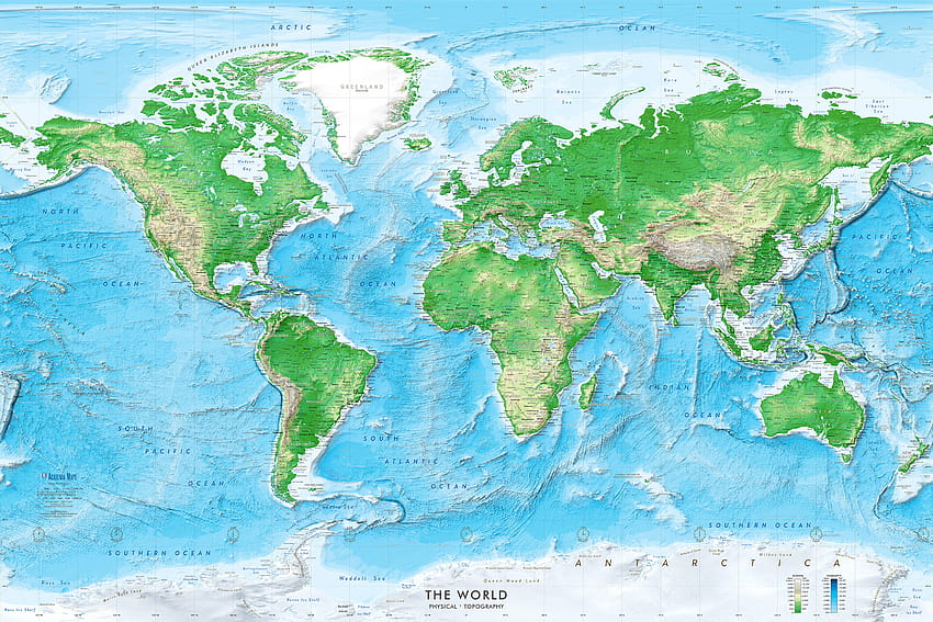 世界地図の壁画、世界の物理地図 高画質の壁紙