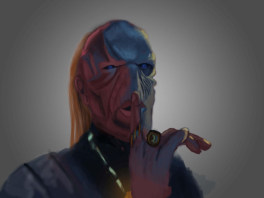 Digital painting of Ebony Maw, showing the process step by step HD wallpaper