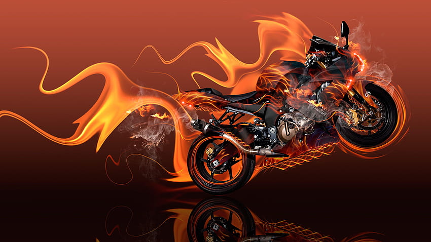 Moto Kawasaki Side Super Fire Abstract Bike 2017, rower strażacki Tapeta HD