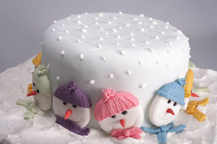 Food New year Cakes Snowman Icing sugar Winter, winter dessert HD wallpaper