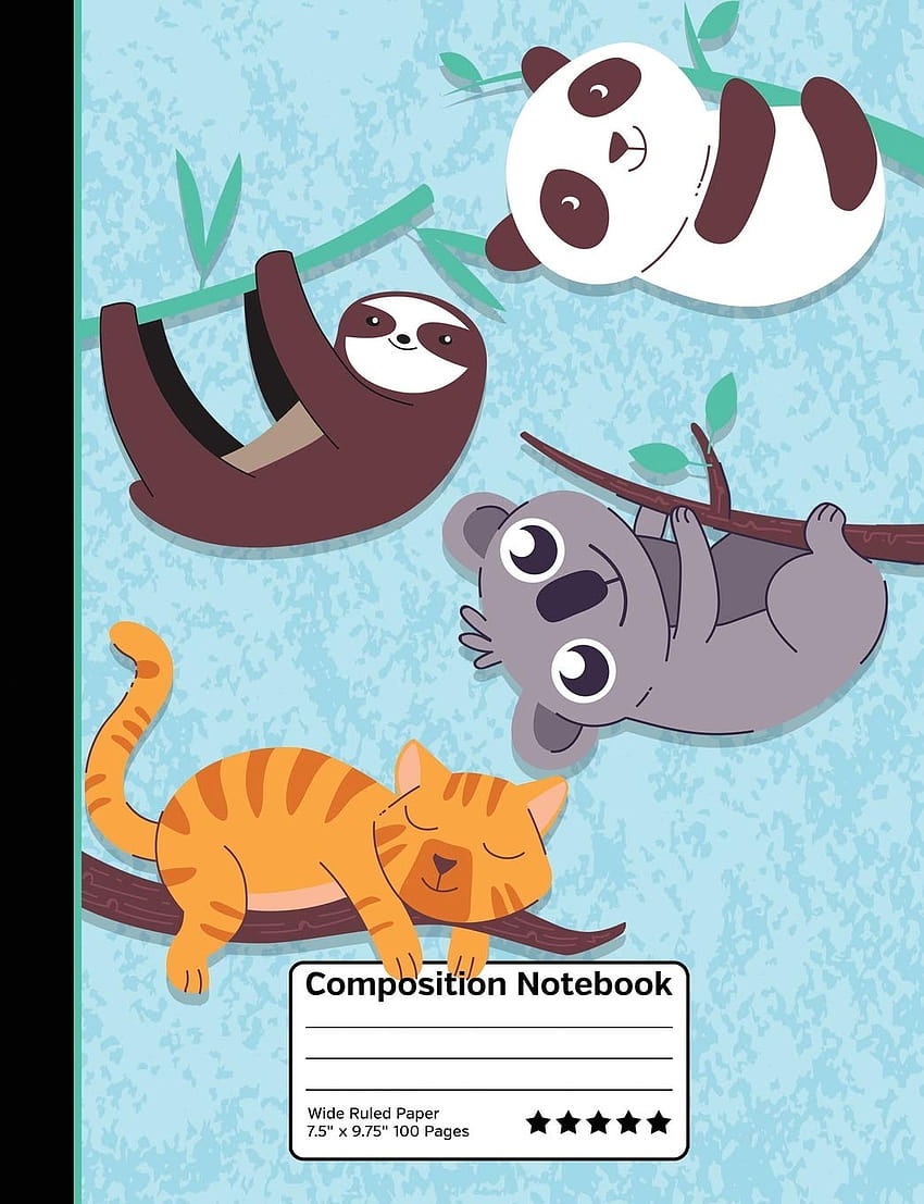 Composition Notebook: Cute Rainbow Koala, Wide Ruled, 100 pages