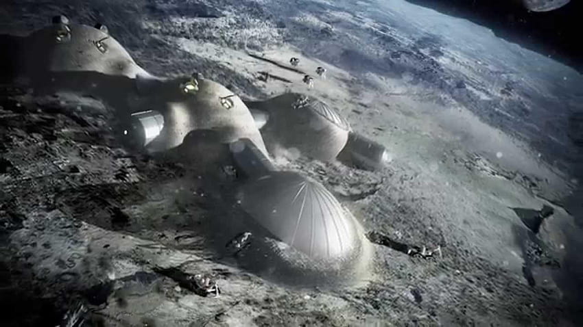 Moon Village: Der erste Schritt der Menschheit in Richtung einer Mondkolonie, die den Mond kolonisiert HD-Hintergrundbild