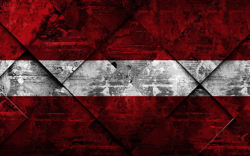 Flag of Latvia, grunge art, rhombus grunge texture, Latvian flag, Europe, national symbols, Latvia, creative art with resolution 3840x2400. High Quality HD wallpaper