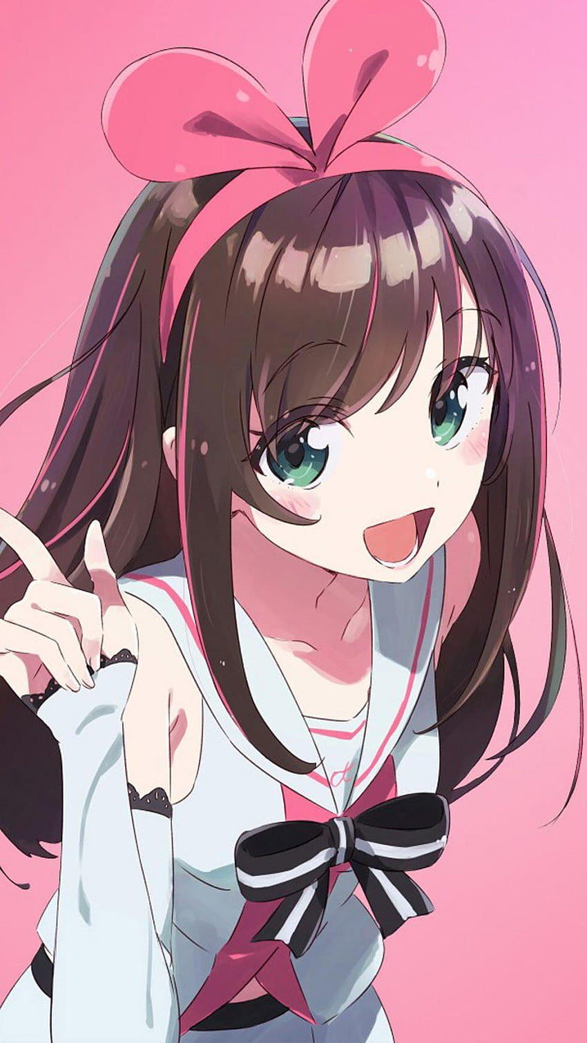 Kizuna Ai Anime Girl Mobile, anime de cabeza rosa fondo de pantalla del teléfono