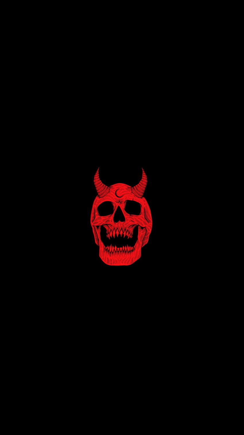 Череп от Женевиев Хийли на изкуството, дяволски червен череп tumblr HD тапет за телефон