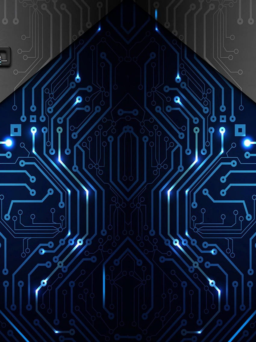 Elettronica astratta circuito blu mobile, circuito elettrico android Sfondo del telefono HD