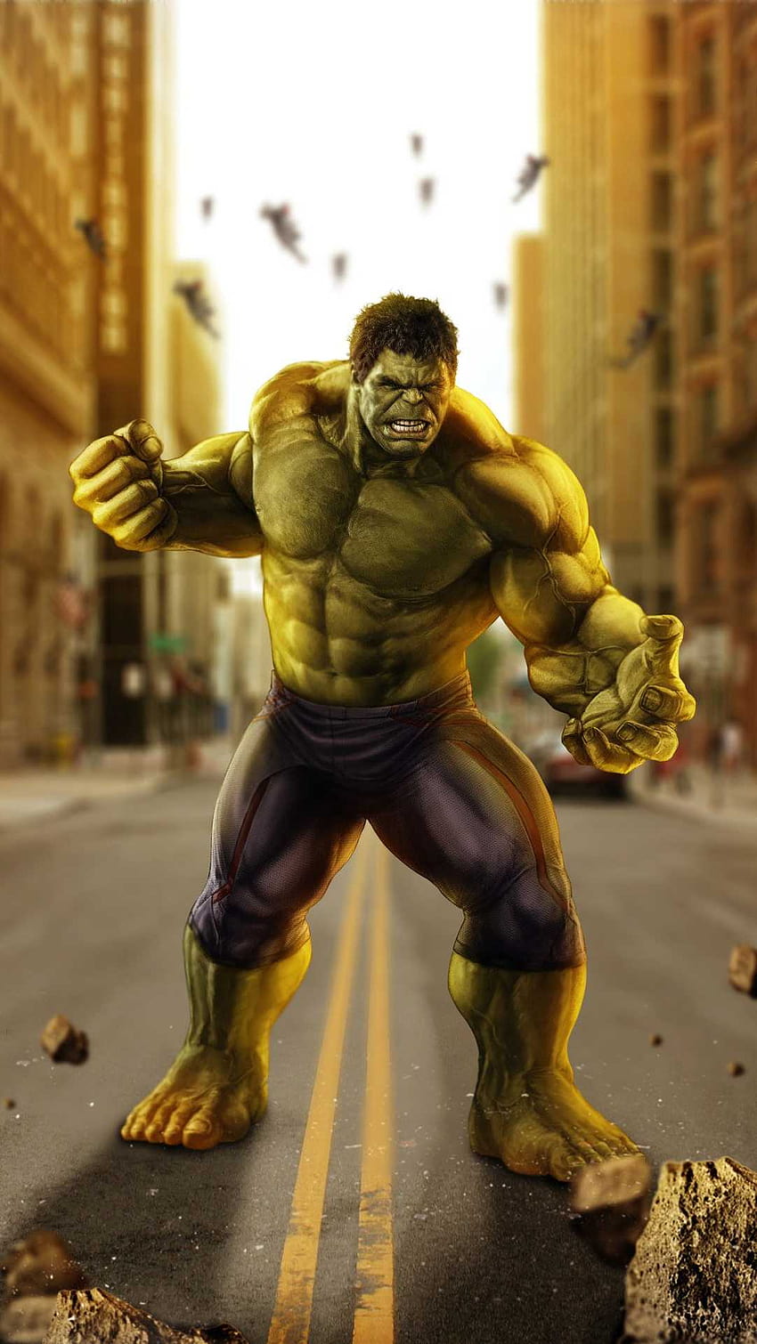 Avengers Age of Ultron Hulk Artwork, żółty minimalistyczny hulk Tapeta na telefon HD