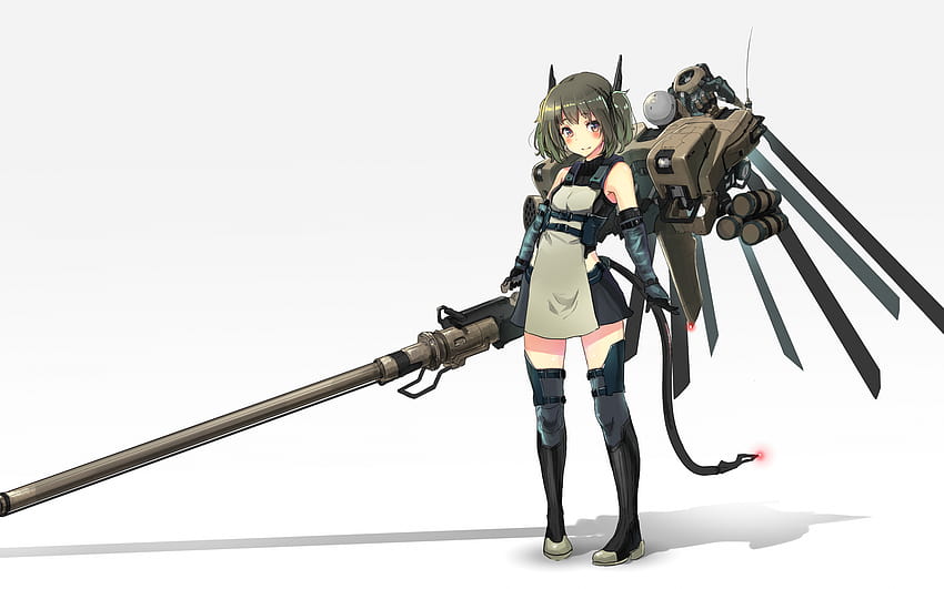 2560x1600 аниме момиче, мека, тежки оръжия, оръжия, аниме с оръжия HD тапет