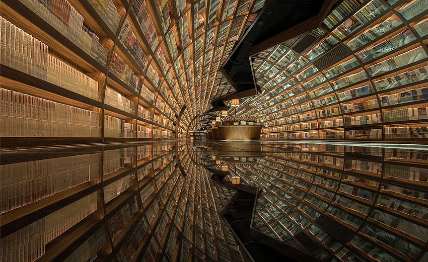 Najpiękniejsze nowoczesne biblioteki na świecie, miłośniku książek Tapeta HD