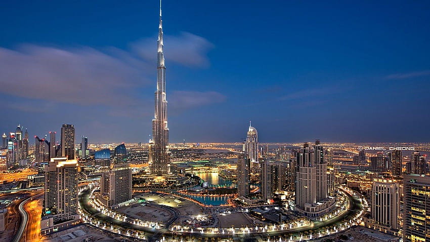 Burj Khalifa Dubaj nocą Tapeta HD