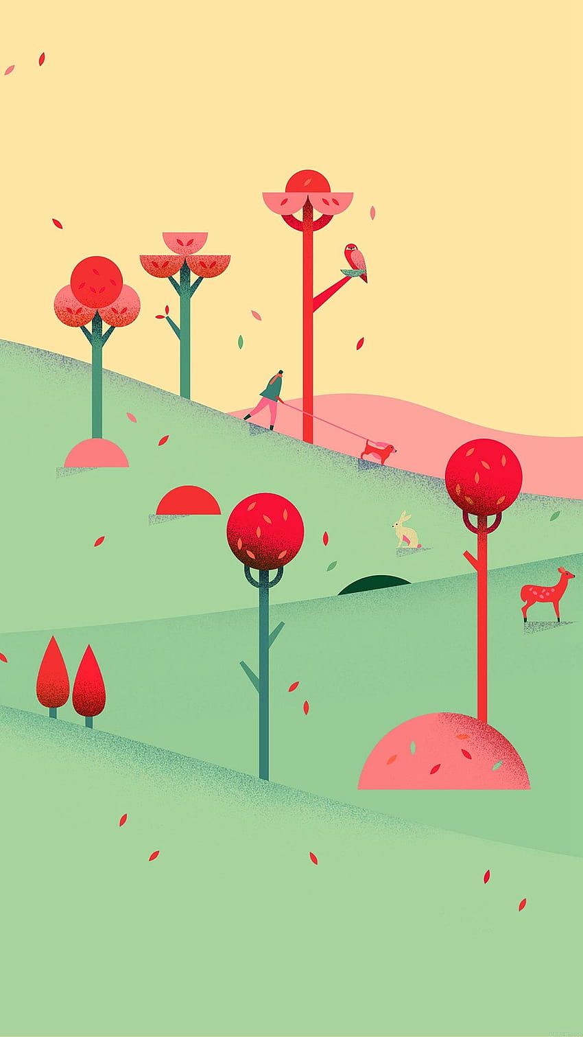 Google Lollipop September Fall Mountain Animals iPhone 8, cartoon animal iphone HD phone wallpaper