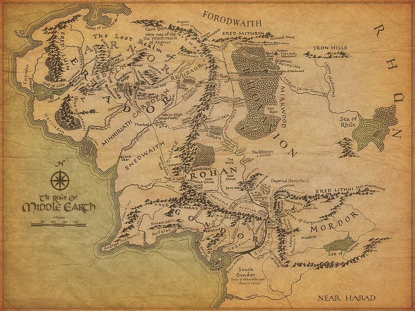 Mappa della Terra di Mezzo, il signore degli anelli Sfondo HD