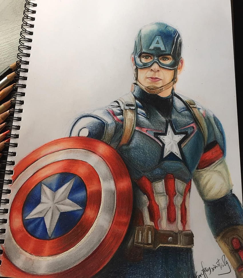 Buy Captain America Drawing Online In India - Etsy India