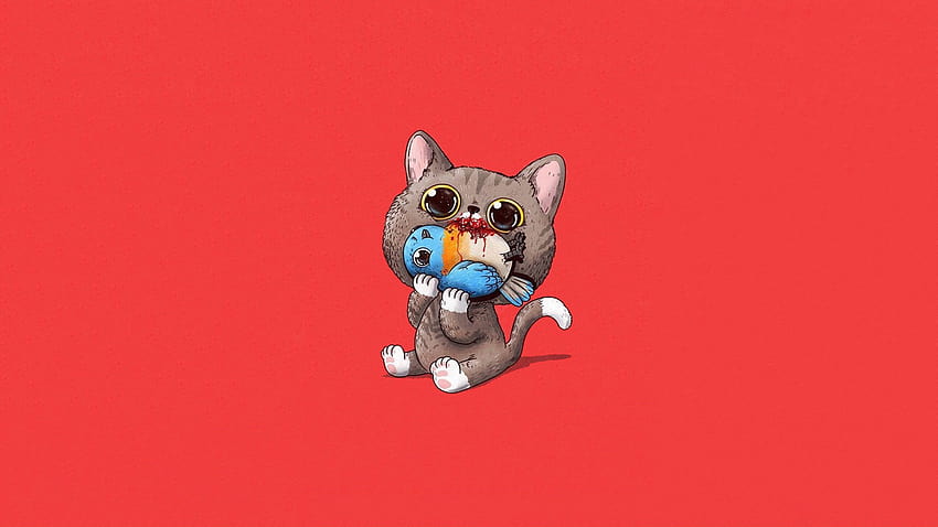 Cartoon Kitten on Dog, cutest kitten cartoon HD wallpaper
