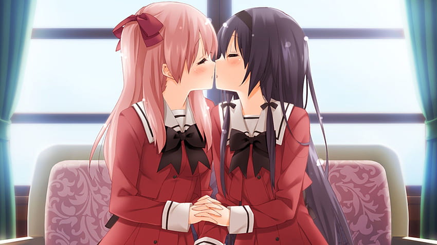 A Kiss For The Petals, yuri anime kissing HD wallpaper