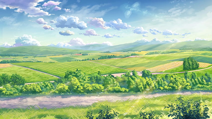Arrière-plans de paysage d'anime, paysage de champ de fleurs d'anime Fond d'écran HD