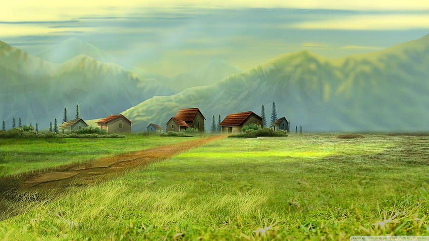 Small Village Drawing ❤ for Ultra TV, villages HD wallpaper