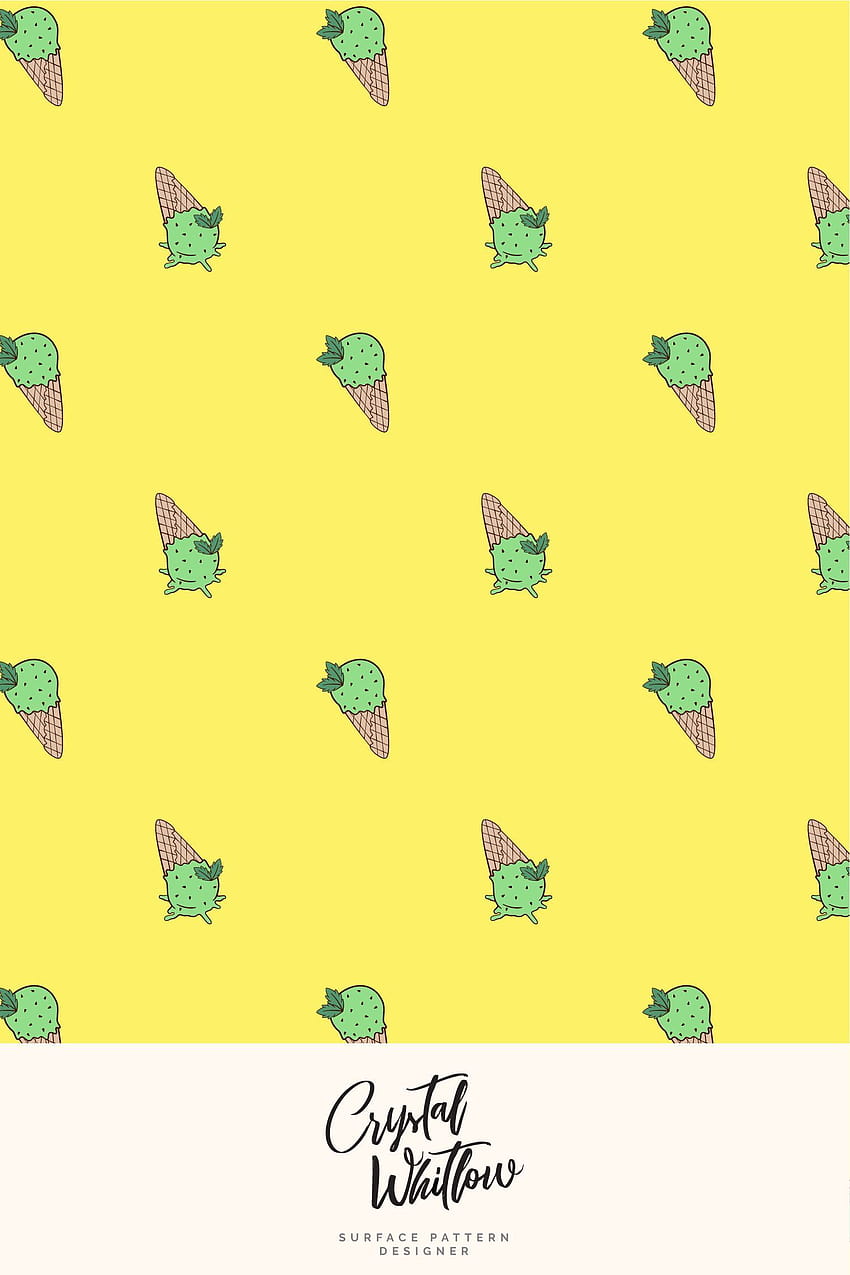 Mint Chocolate Chip, yellow background, Ice cream, surface pattern HD phone wallpaper