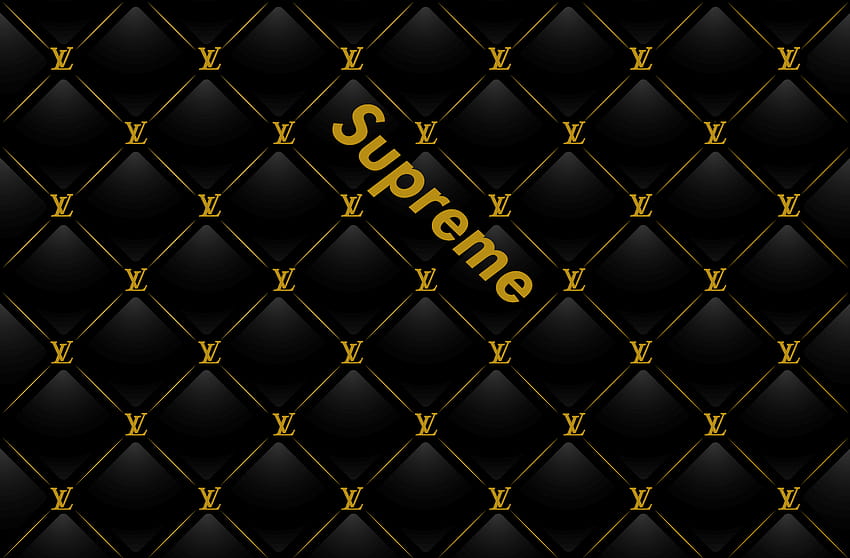 Golden supreme, black, designer, gold, louis vuttion, lv, supreme, HD phone  wallpaper