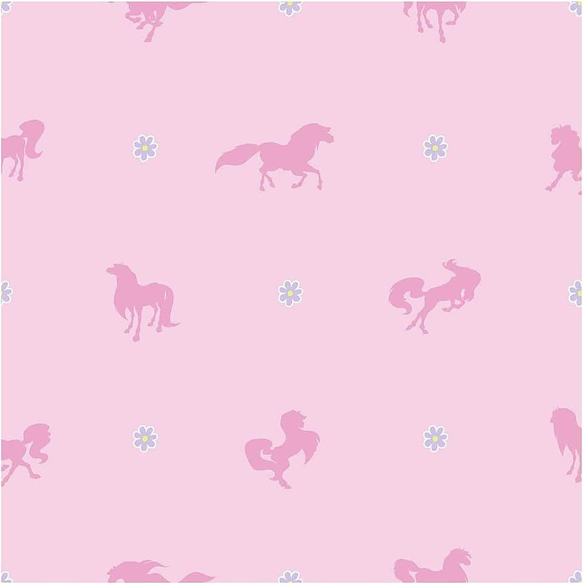 York Wallcoverings BT2751 Horse Land , Bubblegum Pink/Cotton Candy Pink/Lavender Purple/Lime Green/Bright White HD phone wallpaper