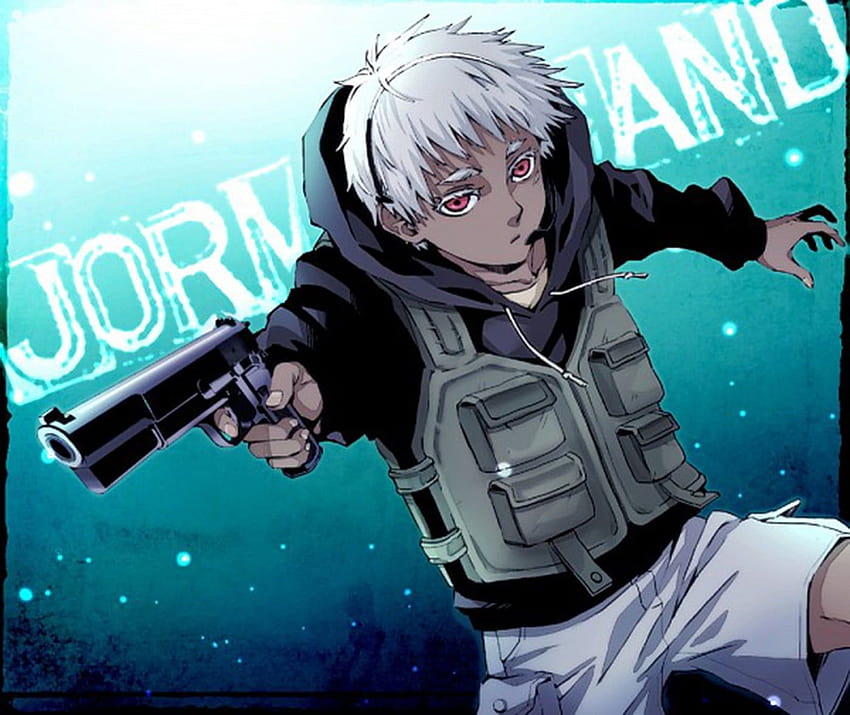 白髪の男の漫画のキャラクター、ヨルムンガンド、アニメの少年、銃、アニメの少年銃 高画質の壁紙