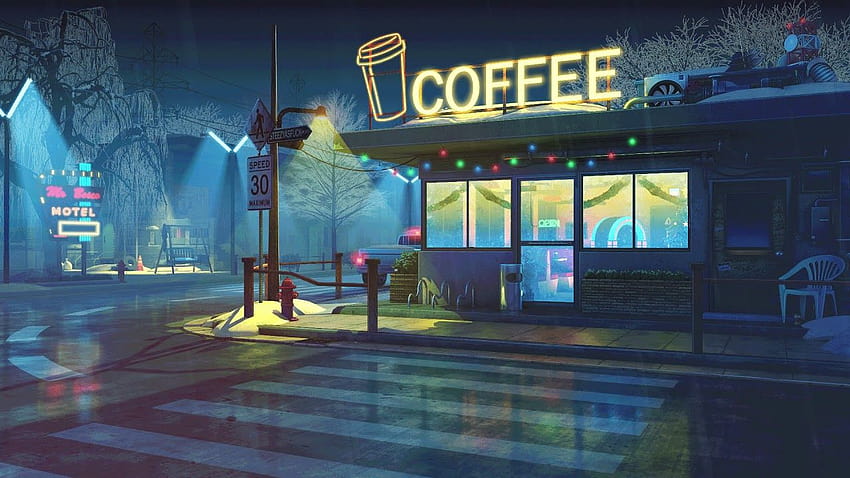 Suasana kedai kopi ..., kafe estetika Wallpaper HD