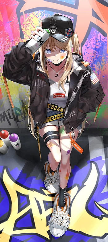 Anime Girl Student Grafitti Wall Art Chainsaw 4K Wallpaper iPhone HD Phone  #2320f