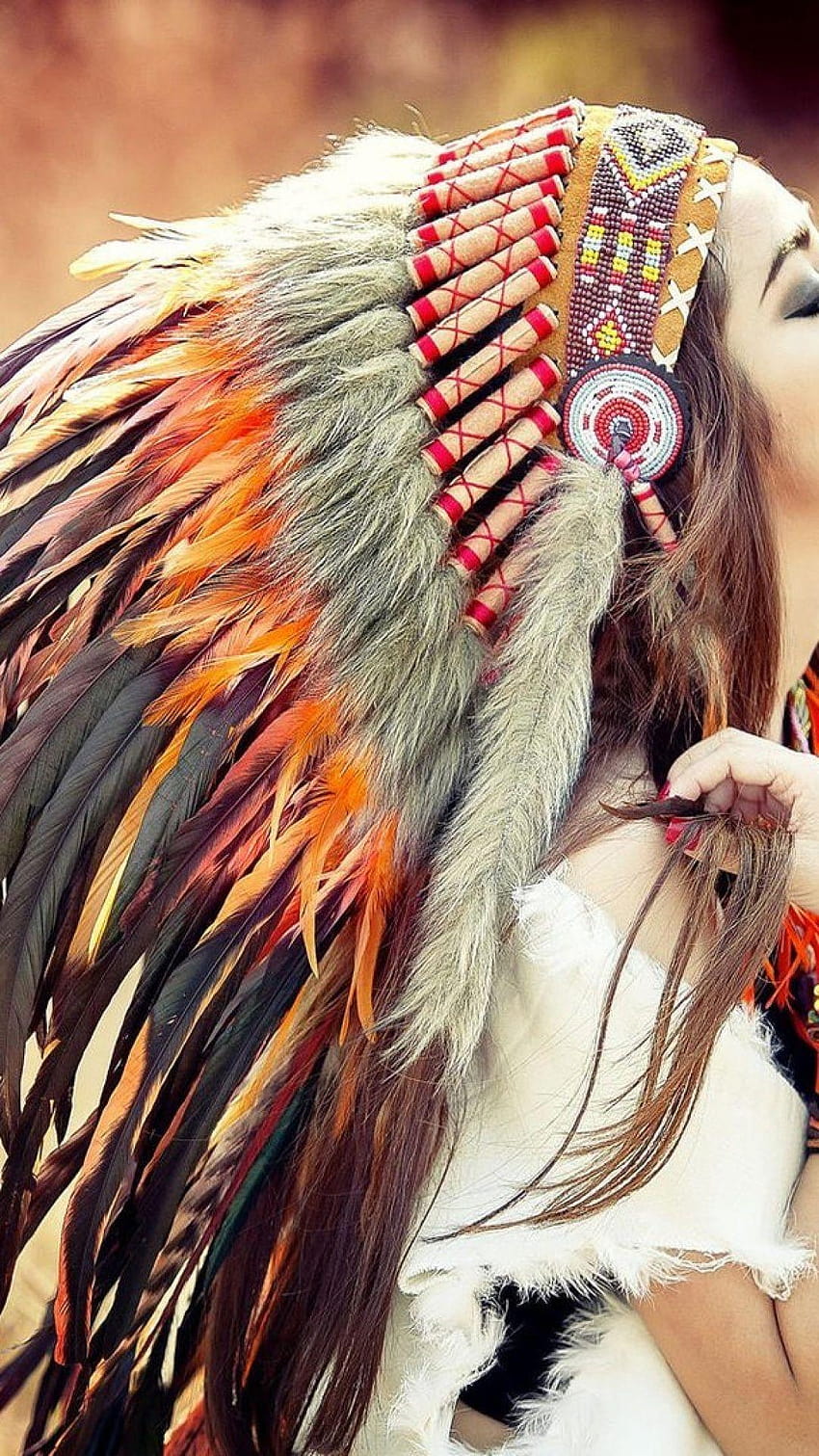 Native American Girl iPhone 6, indiańskie dziewczyny z nakryciami głowy Tapeta na telefon HD