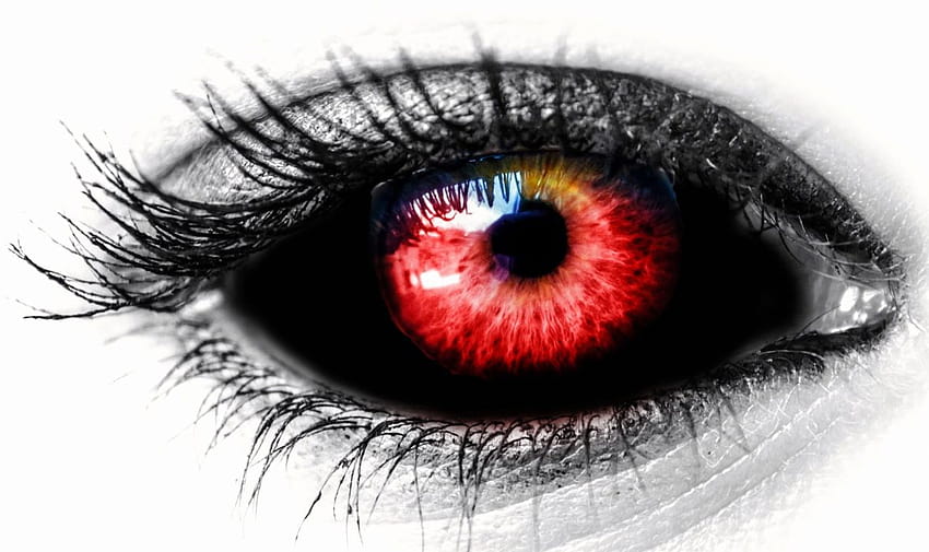 Eye Black Red Female Red Color Vampire dark horror evil demon HD wallpaper