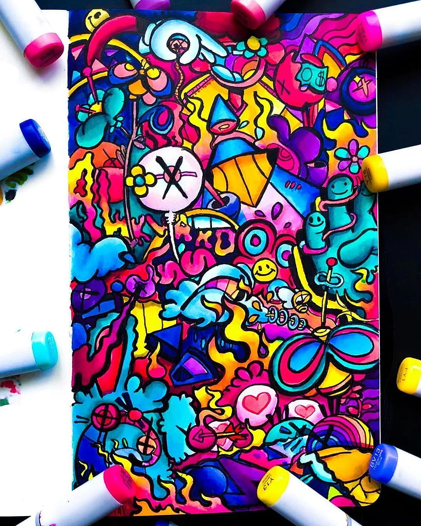 Instagram'da Gawx Art: “Bu çılgın doodle'ı az önce bitirdim oooooof OOof OOOF Bunu renklendirmek oldukça eğlenceliydi… HD telefon duvar kağıdı