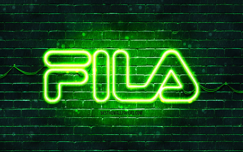 Fila green green brickwall, Fila logo, brands, Fila neon logo, Fila with resolution 3840x2400. Quality HD wallpaper | Pxfuel