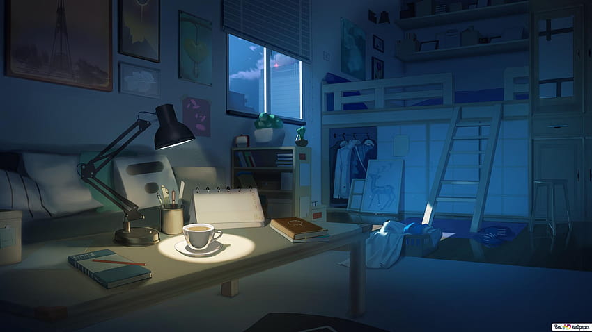 Schlafzimmer, Anime-Raum-PC HD-Hintergrundbild